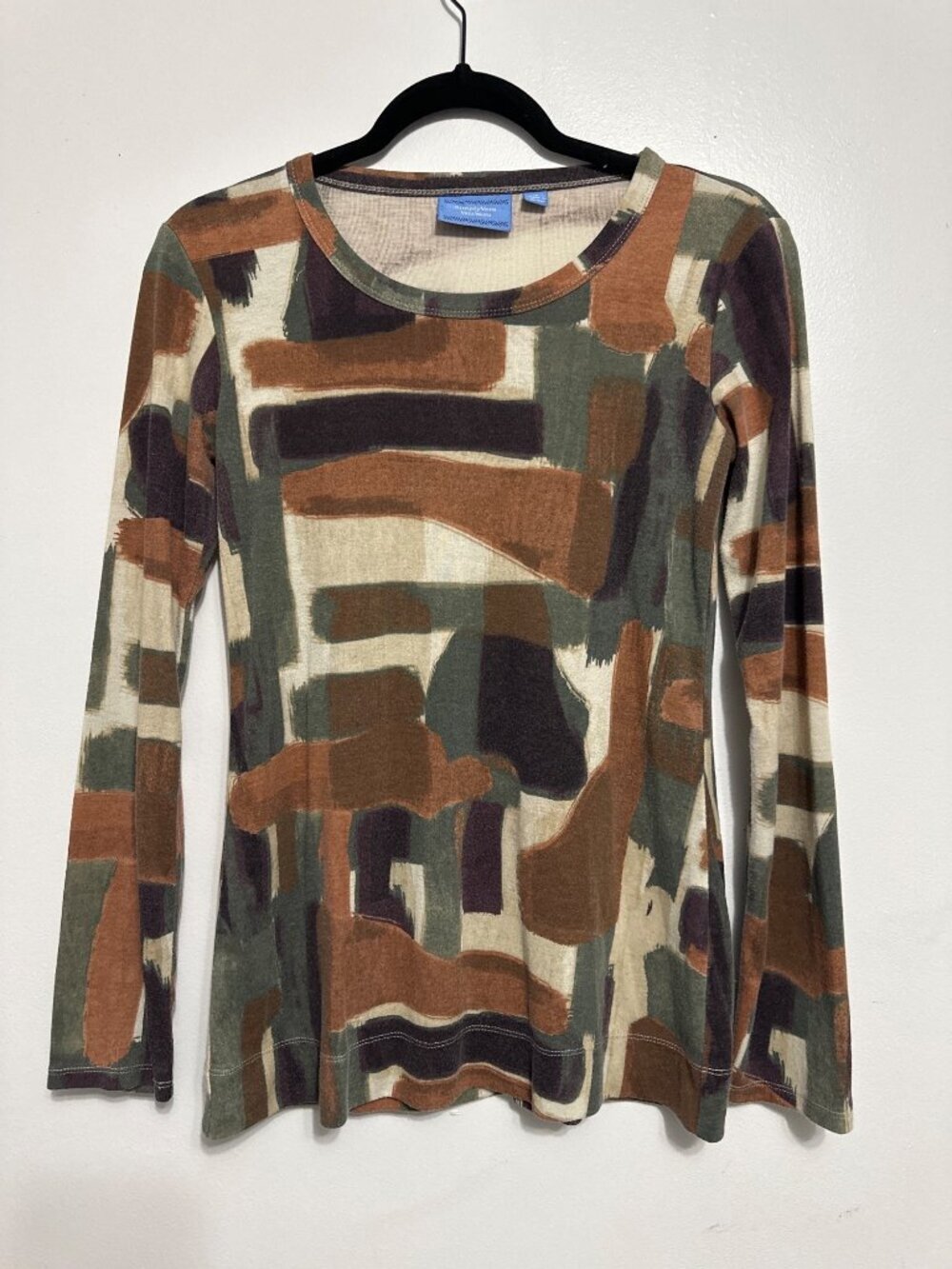 Abstract Print Long-Sleeve Knit Top By Metropolitan Museum Of Art Size M